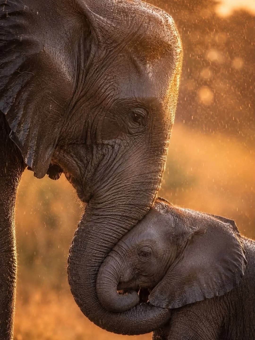 An elephant photographed close in warm backlight