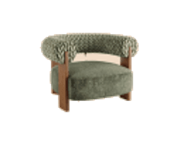 A boucle barrel armchair