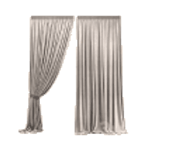 A pair of grey pinch-pleat curtains