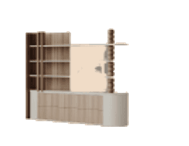 An open display cabinet and sideboard