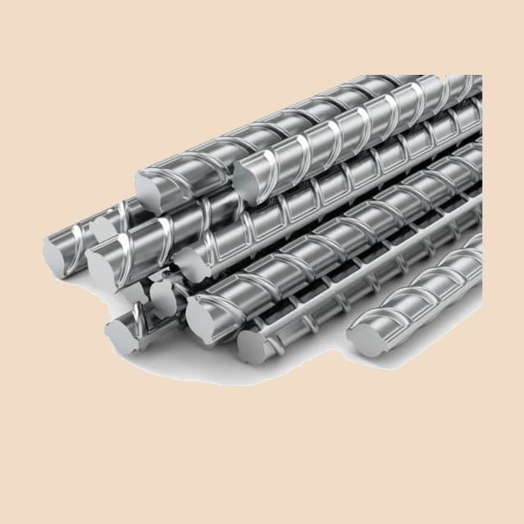 A bundle of ribbed reinforcing bars