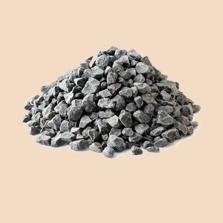 A heap of crushed grey aggregate