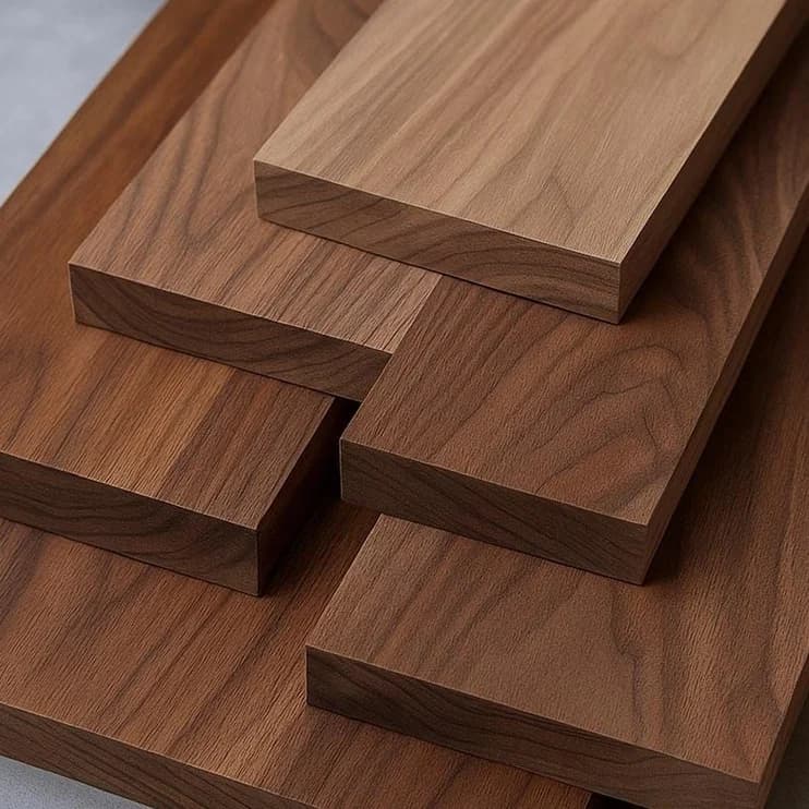 A stack of planed hardwood boards