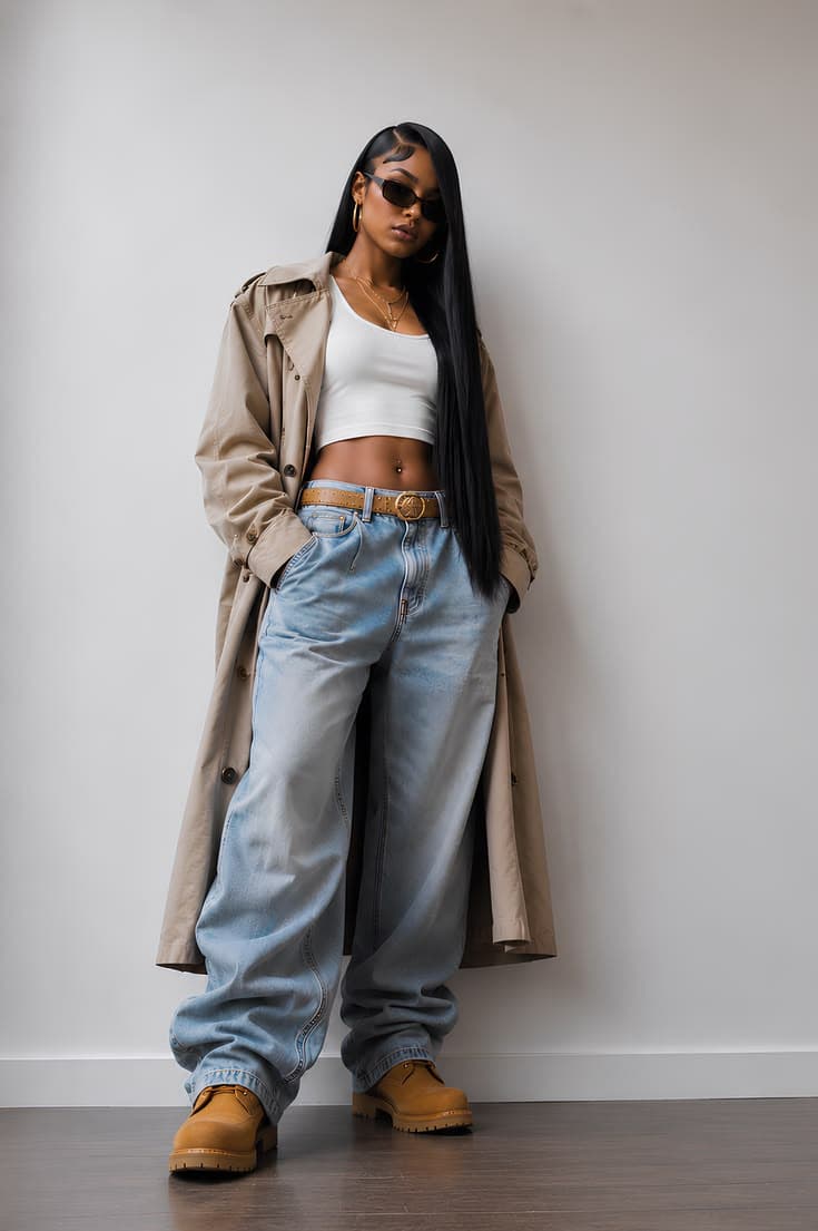 Model in a rust bomber jacket