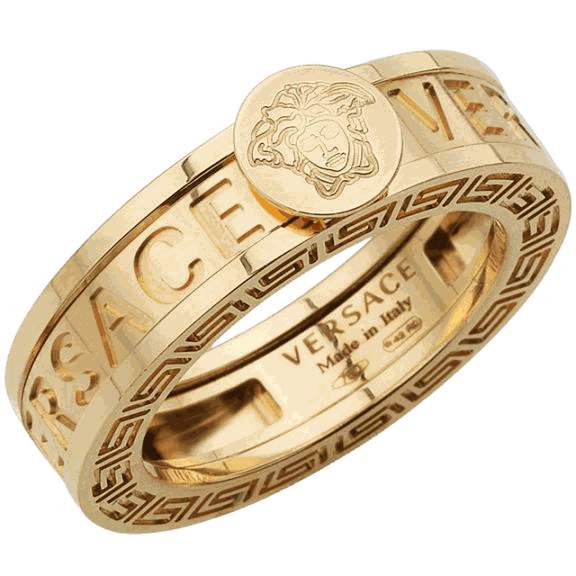 A gold band ring