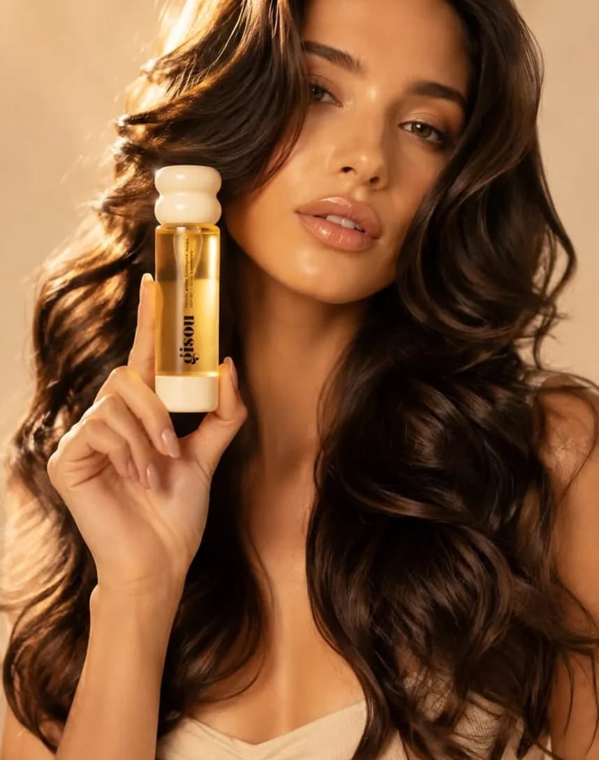A creator with defined curls holding an oil