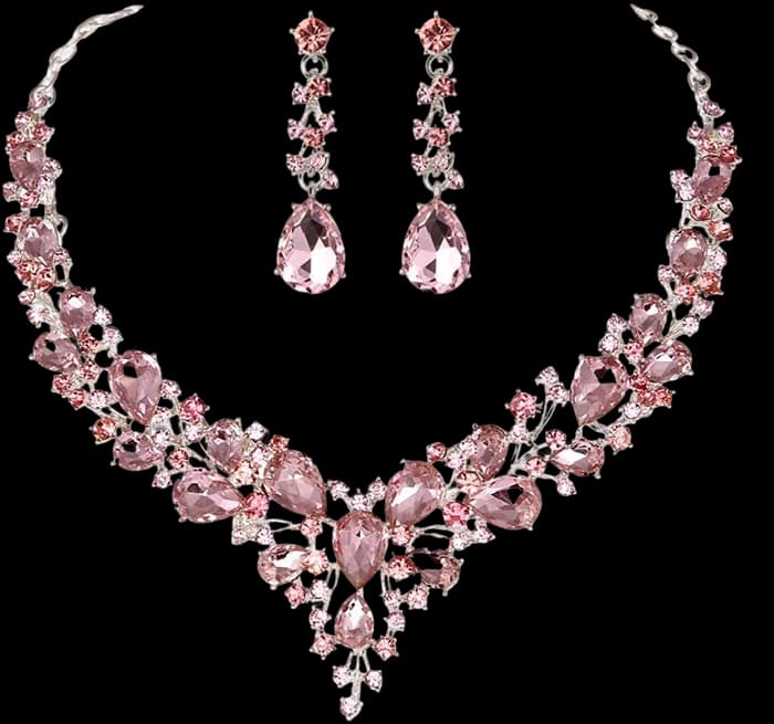 A matched necklace and earring set