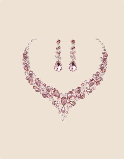 A pink sapphire necklace with matching earrings