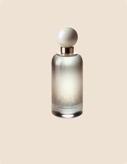 A frosted glass flacon with a round stopper